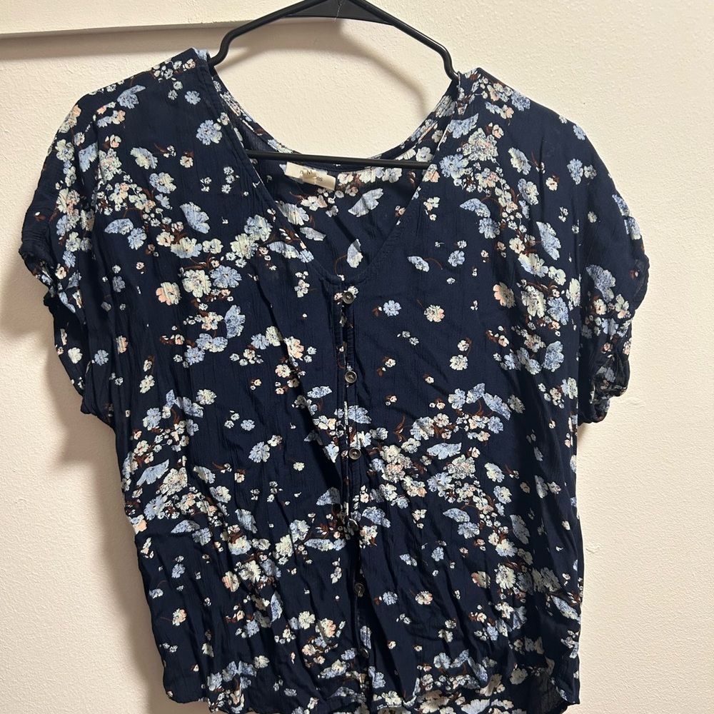 Maurices White Ruffled Short Sleeve Blouse